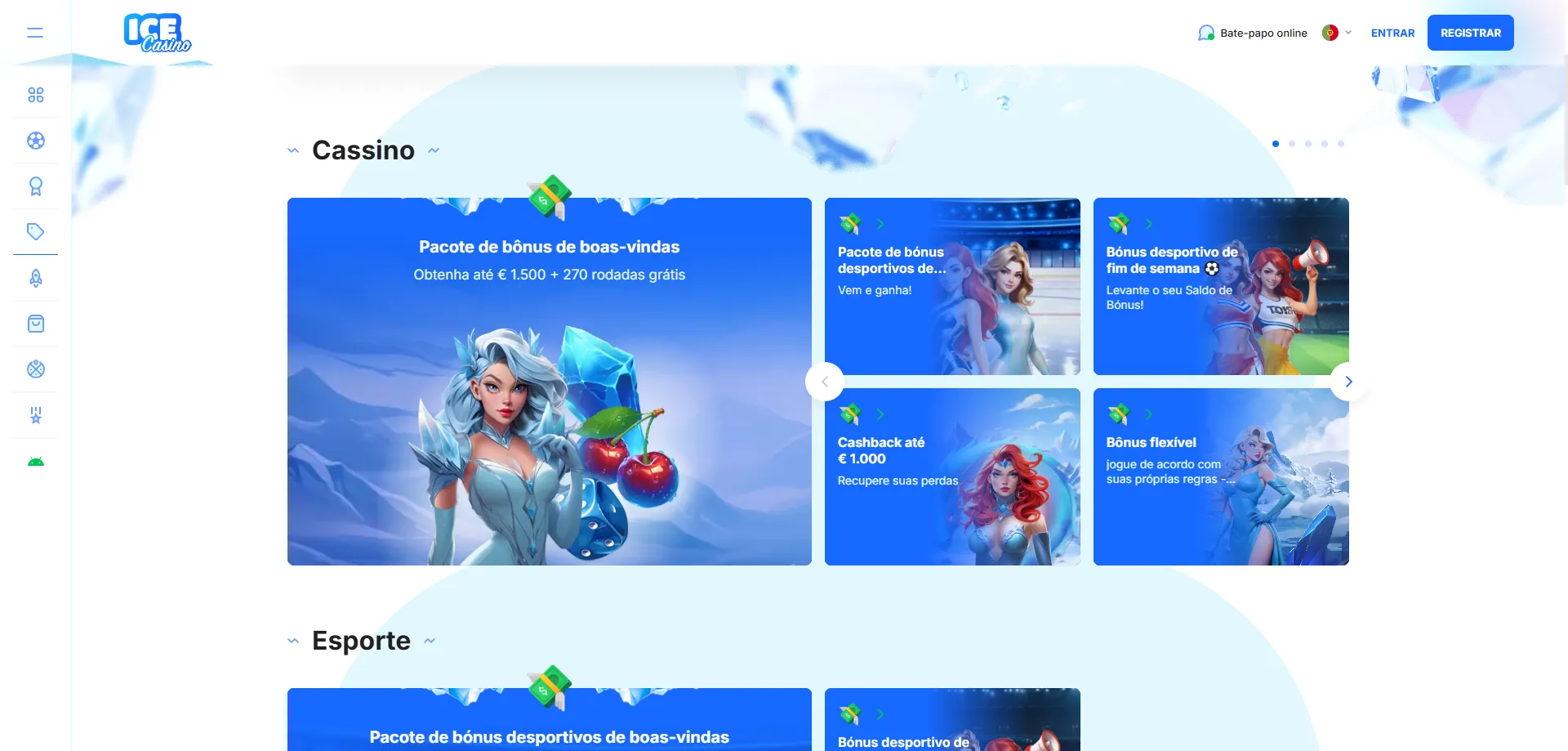 Bônus de boas-vindas ice casino até BRL 9.000 mais giros grátis